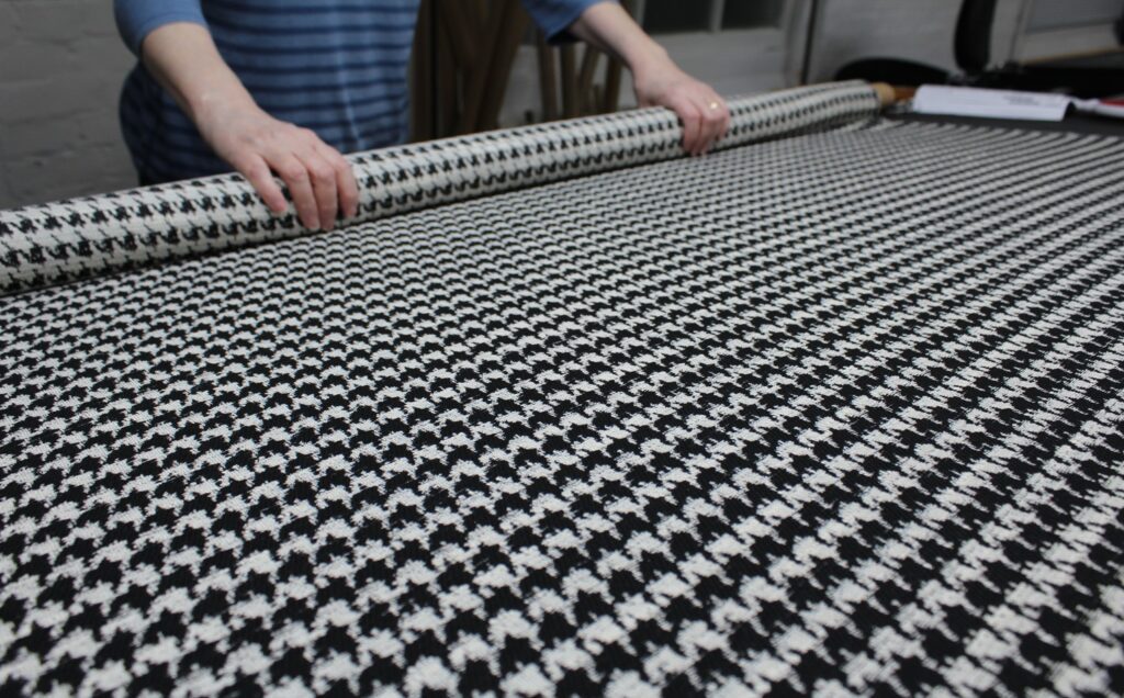 Magnified dogtooth silk noile monochrome fabric